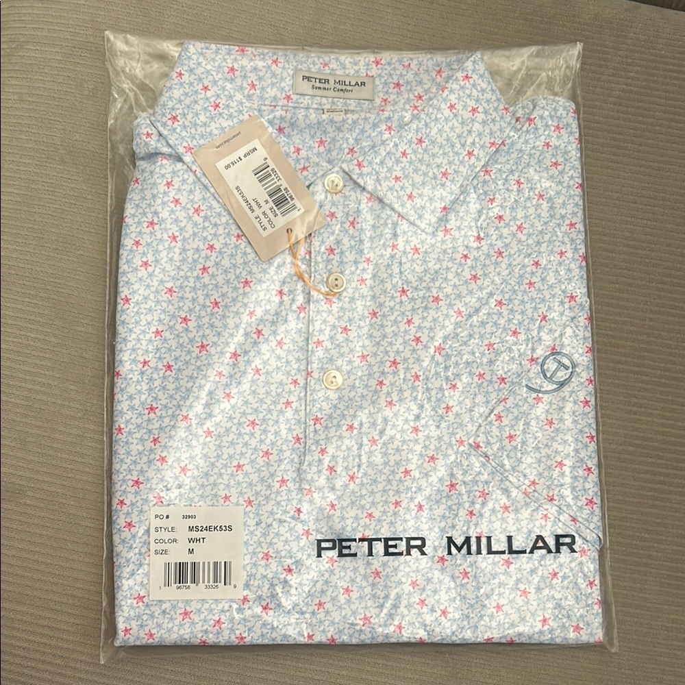 Peter Millar Polo with White and Red Star Design